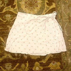 Brandy Melville Light Pink Floral Wrap Skirt